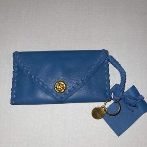 Leather wallet color blue
